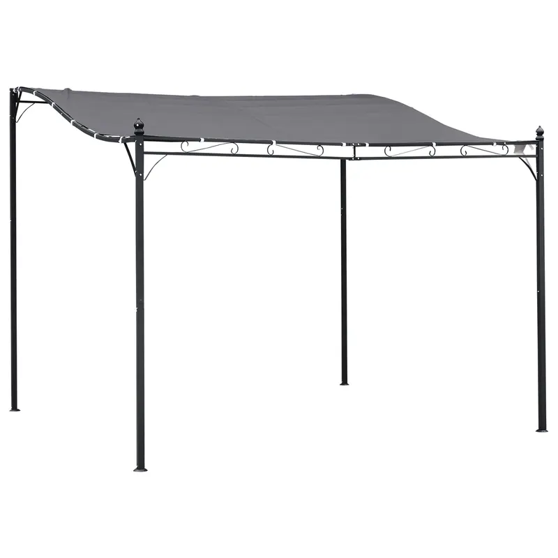 Durable 10x10 Steel Pergola — Wall-mounted with Canopy for Patio