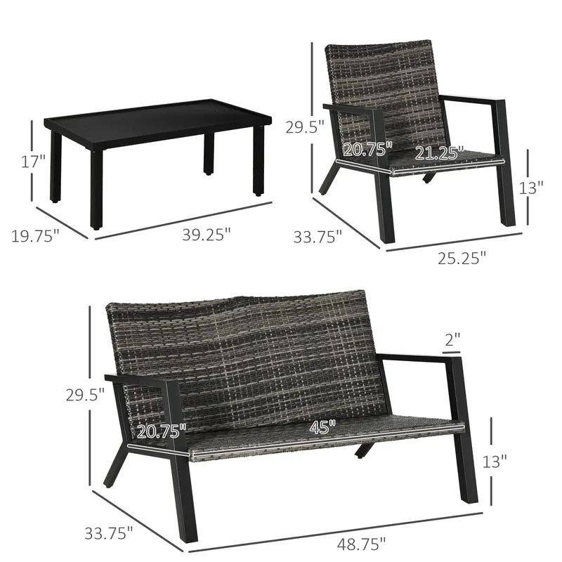 4 Piece Patio Furniture Set — 2 PE Wicker Chairs — photo 4