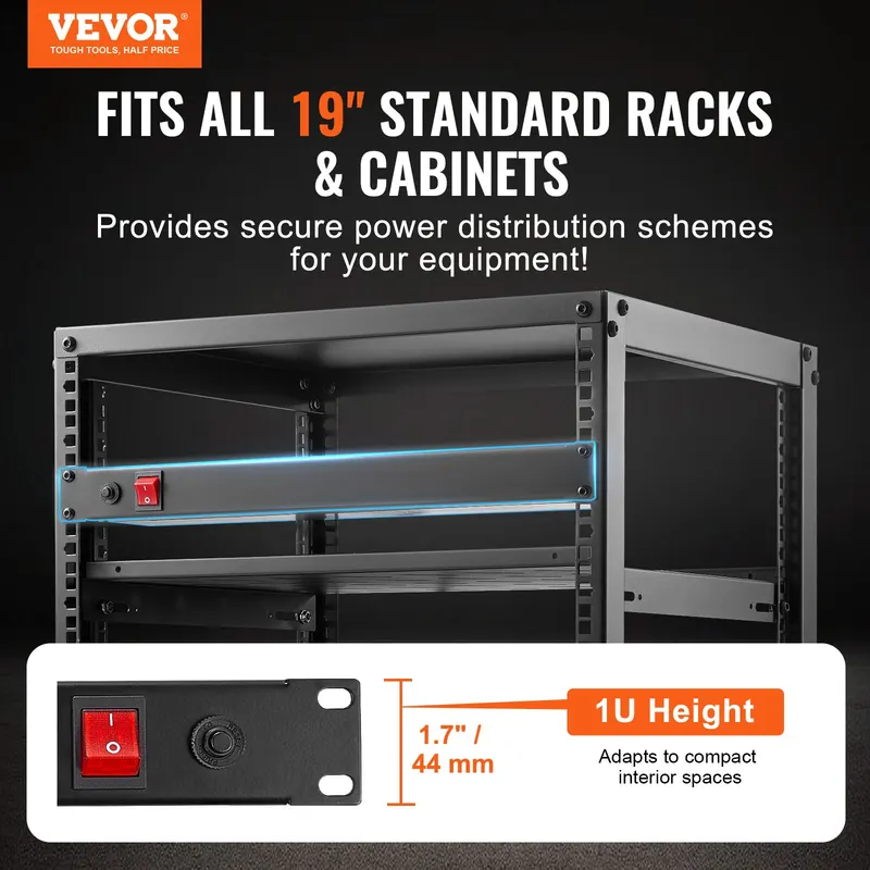 19' 1U PDU 8 Outlets Rack Mount Power Strip Surge Overload — photo 6