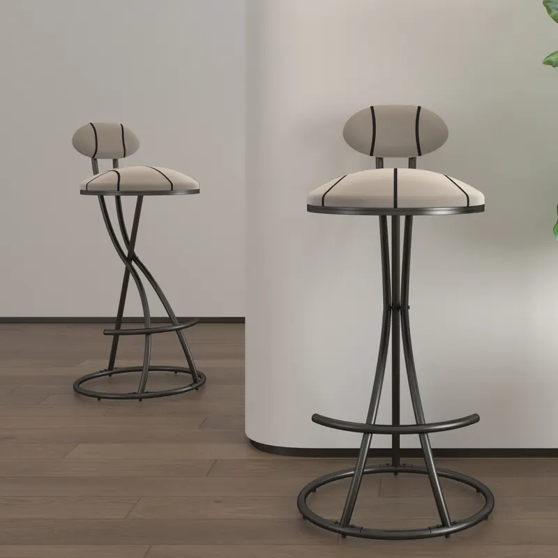 Upholstered Bar Stools Set of 2 Striped Counter Height Barstools — photo 2