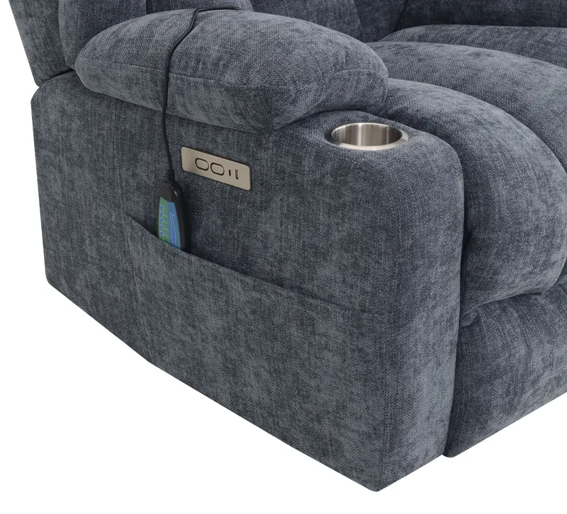 Omarion Blue Chenille Power Motion Recliner with Lift — photo 2