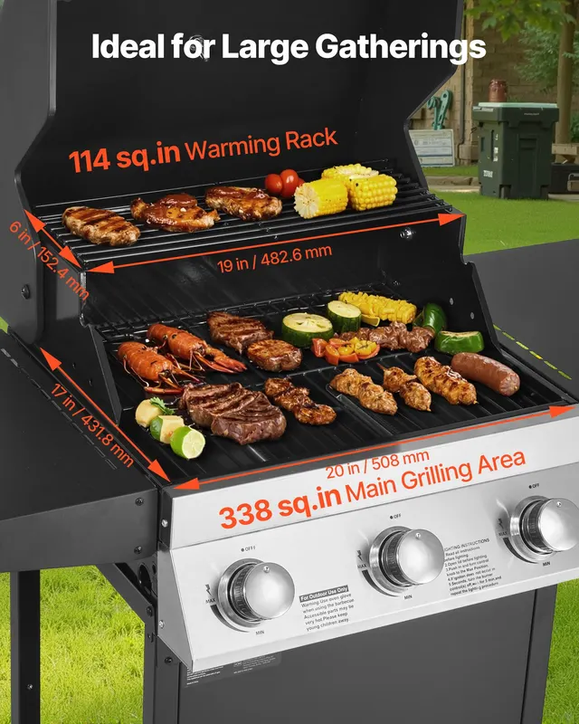 Gas Grill β 3 Burner Propane Gas Grill with Spacious 338 SQ.In β photo 3