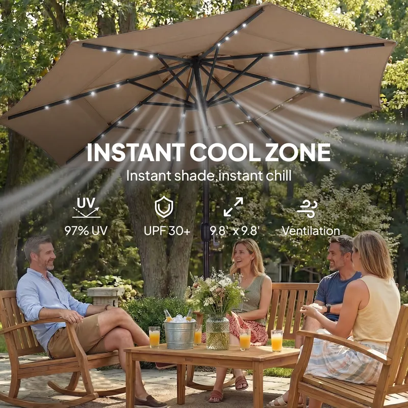 9.7 Ft Outdoor Patio Umbrella with Solar LED Lights β photo 8