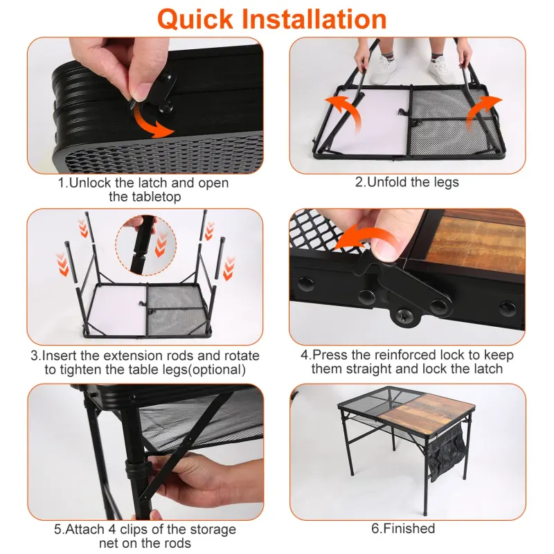 Foldable Camping Table Collapsible Picnic Aluminum Alloy Grill β photo 7