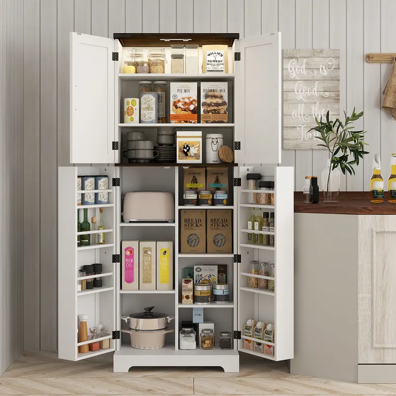 64" Tall Kitchen Pantry Cabinet with Motion Sensor Light β photo 4