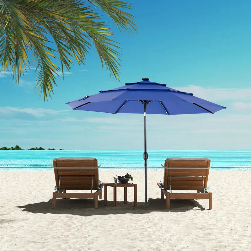 10FT 3-Tier Solar Patio Umbrella with 32 LED Lights β photo 3