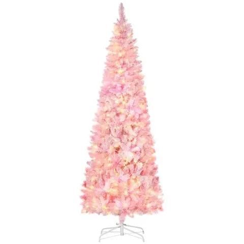 7.5 Foot Prelit Snow Flocked Artificial Christmas Tree
