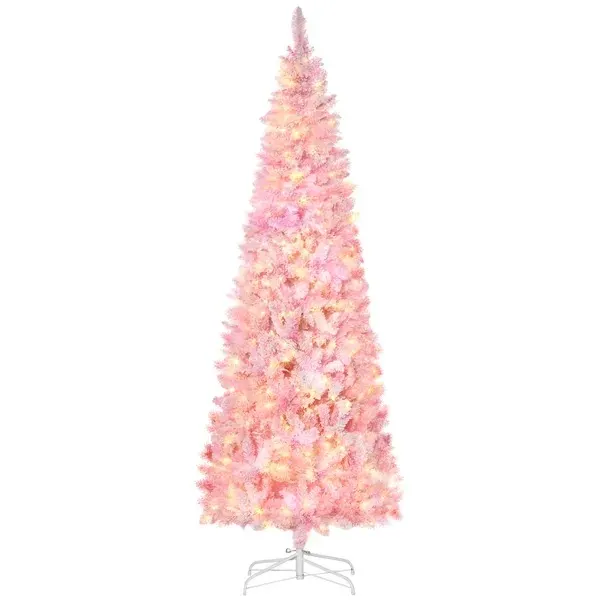 7.5 Foot Prelit Snow Flocked Artificial Christmas Tree