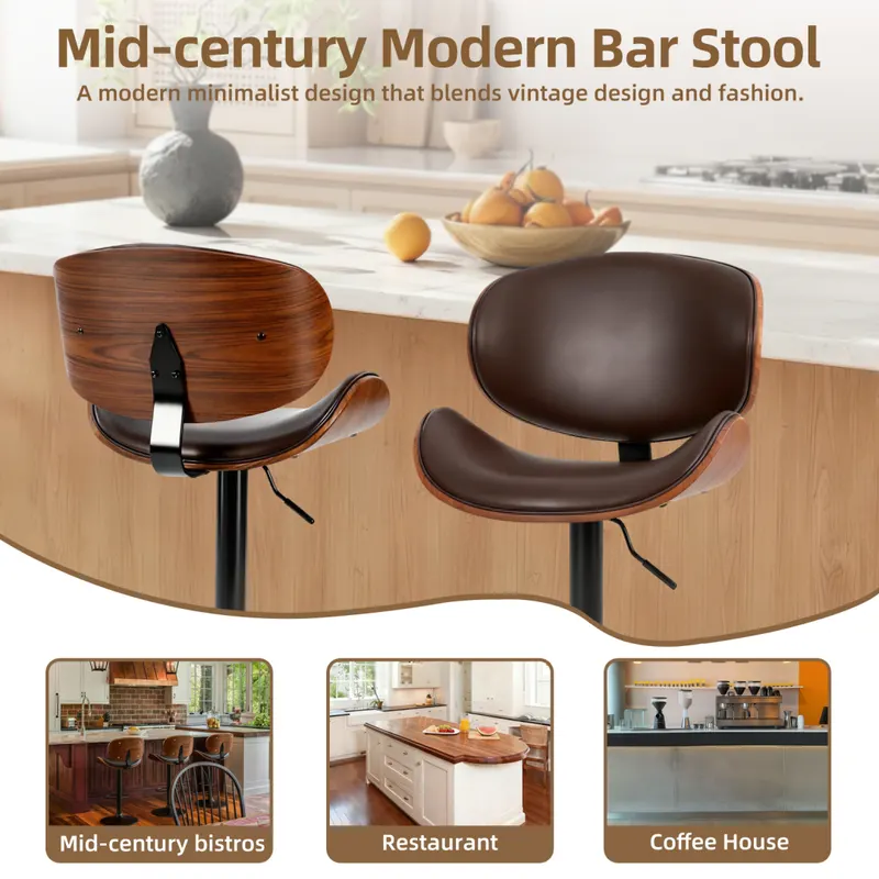 A Set of 2 Rotating Bar Stools with Adjustable Height — photo 5