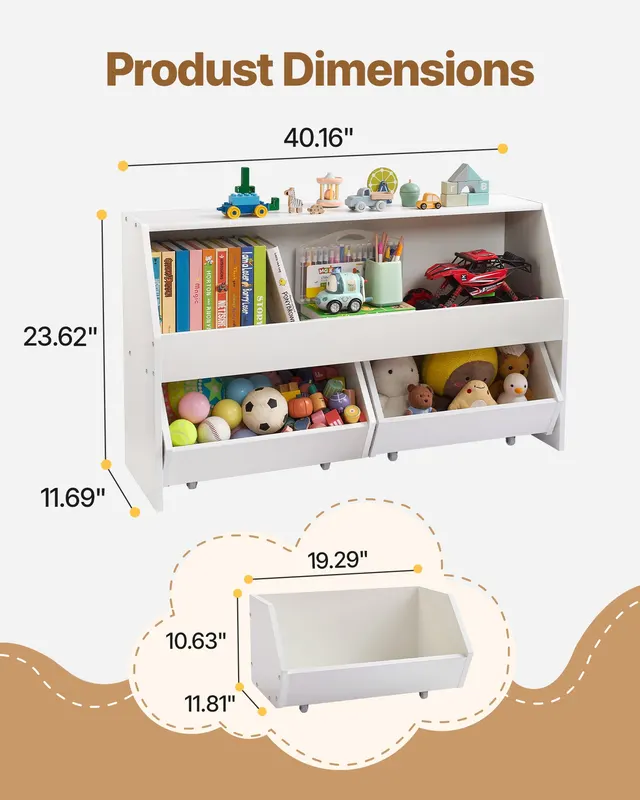 Toy Storage Organizer — Wooden Kids Bookshelf with Storage — photo 2
