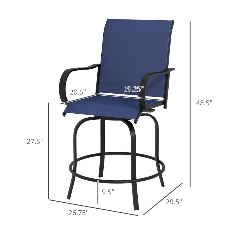 Outdoor Bar Stools Set of 2 — 360° Swivel Bar Height Chairs — photo 3