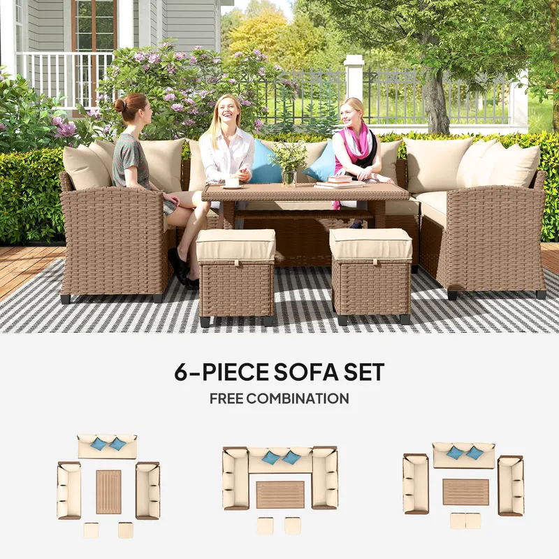 6 Piece Patio Furniture Set — PE Wicker Outdoor Furniture — photo 3