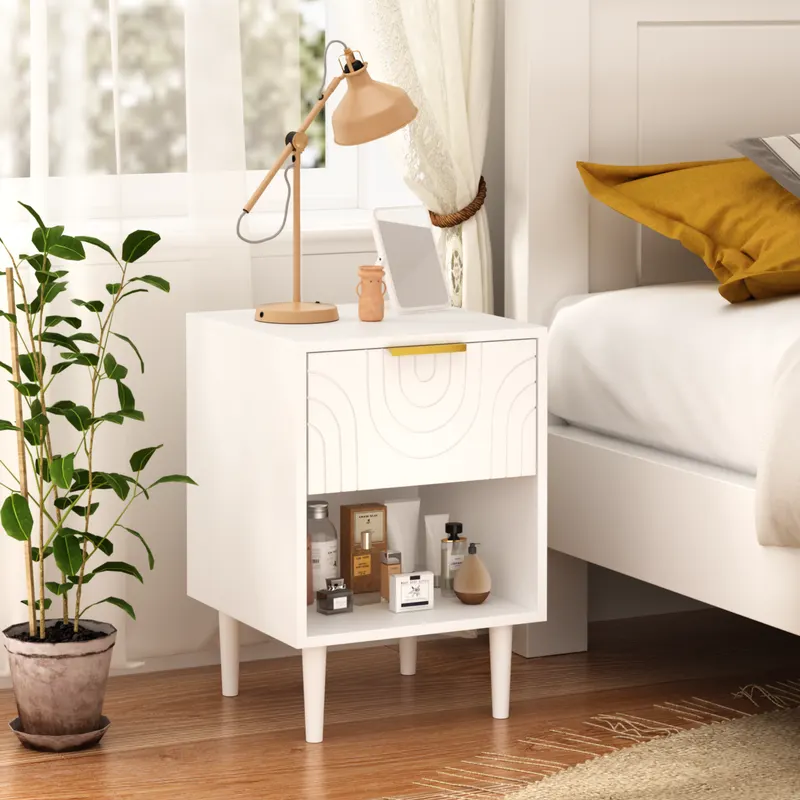 22.83'' H Modern White Nightstand with One Drawer and Open Shelf — photo 4