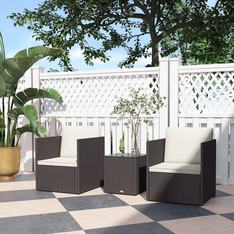 Folding Wicker Bistro Set — 3 Piece Patio Furniture Set — photo 6