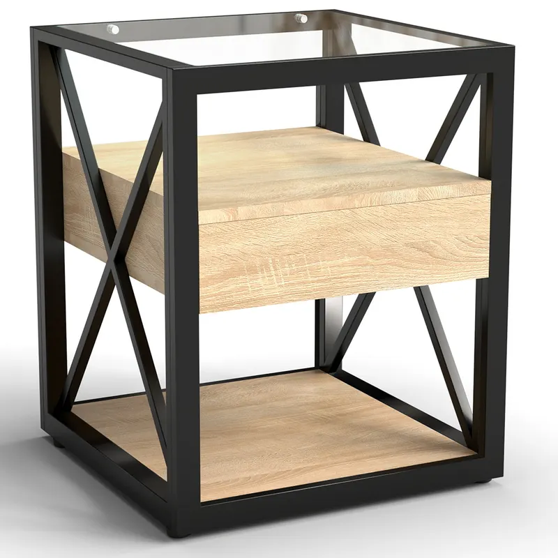 1 Piece Modern End Table with Drawer — photo 5