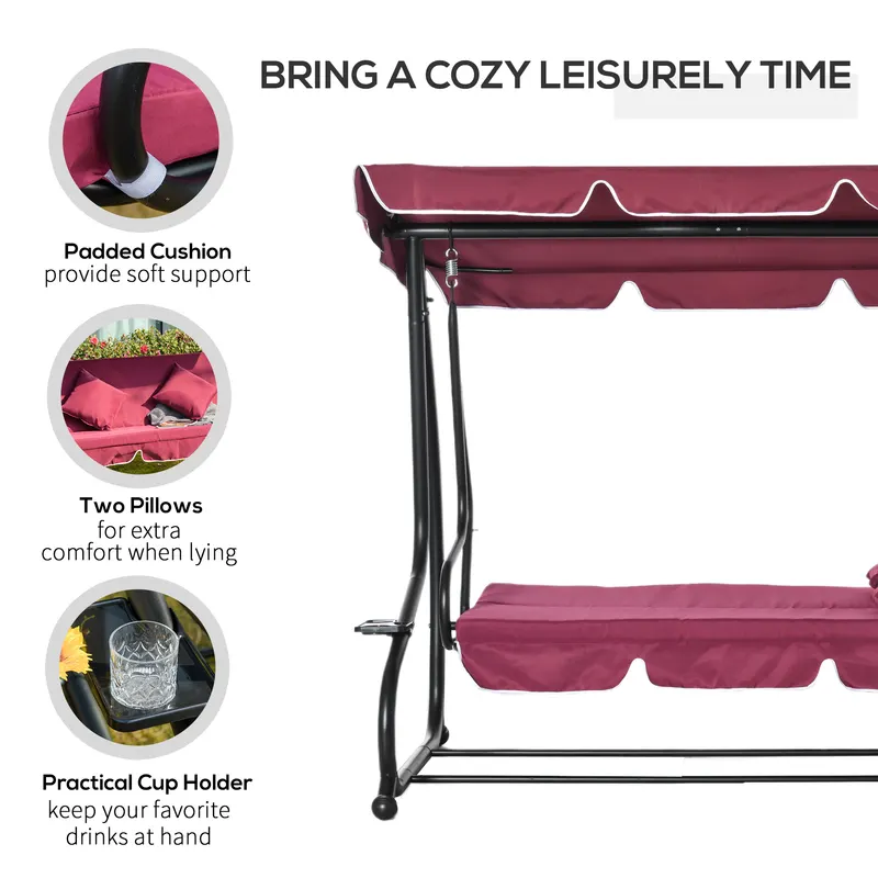 3-Seat Outdoor Patio Swing Chair — photo 4