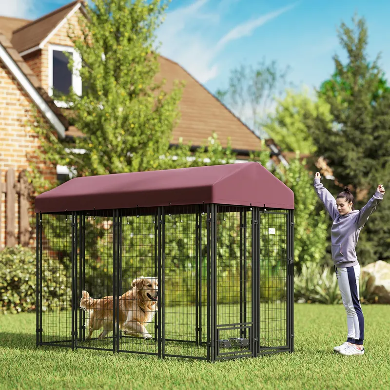 Outdoor Dog Kennel with Rotating Bowl Holders — photo 2