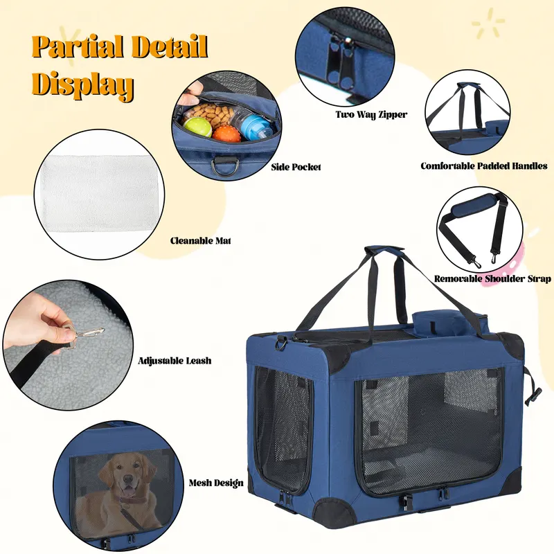 32 Soft Dog Crates Kennel — 3-Door Portable Folding Pet Carrier — photo 3