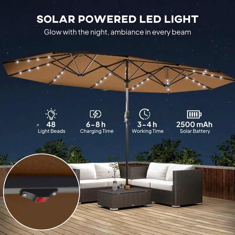 Garden Parasol — Double-sided Sun Umbrella with LED Solar Lights — photo 8