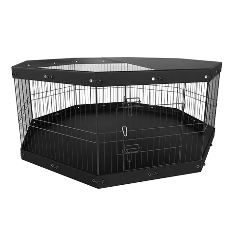 Dog Playpen — 8 Panels Foldable Metal Dog Exercise Pen with Top
