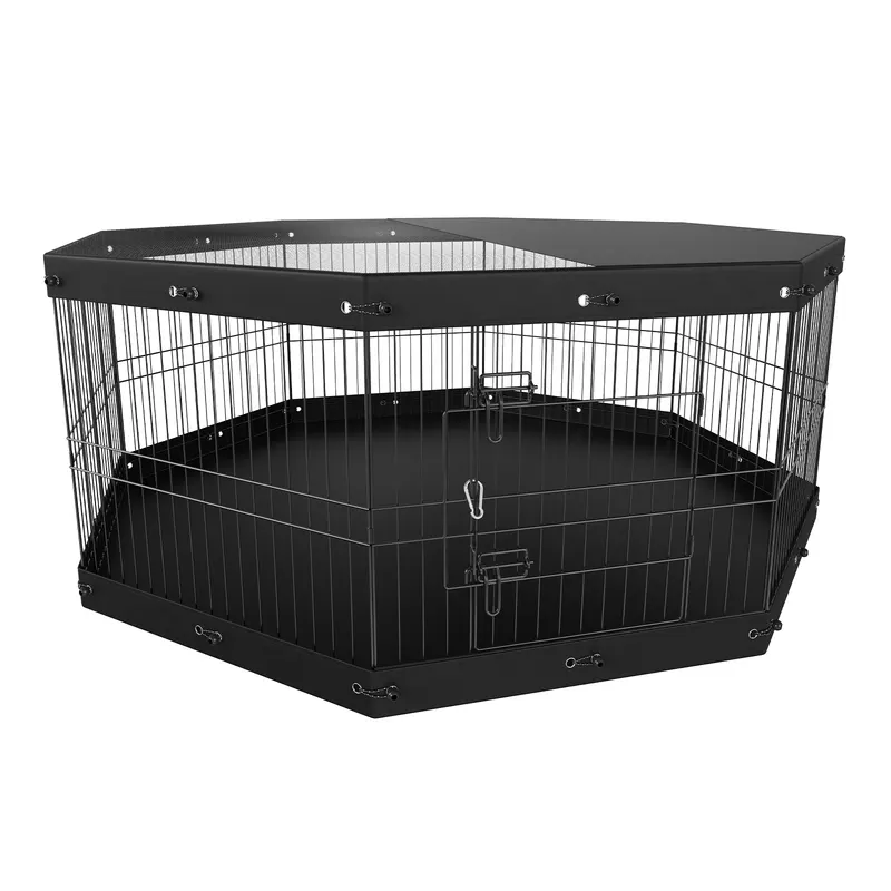 Dog Playpen — 8 Panels Foldable Metal Dog Exercise Pen with Top