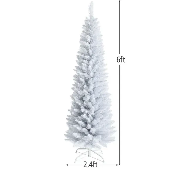 6 Feet Unlit Artificial Slim Pencil Christmas Tree with Metal β photo 3