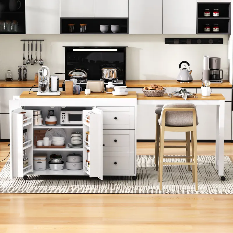 K&k 74.8 Kitchen Island with Extendable Dining Table — photo 2