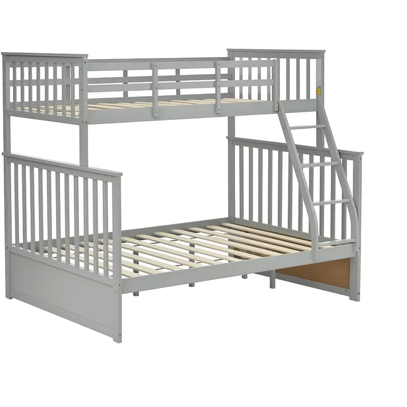 Twin Over Full Bunk Bed — Wooden Bunk Bed with Ladder and Safety — photo 3