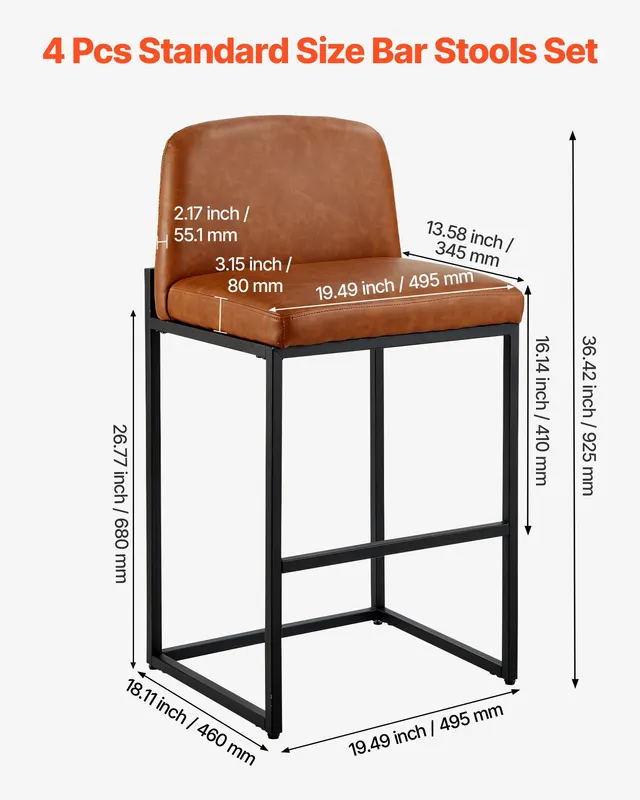 Bar Stool Set of 4 — 27 Inch Counter Height Stools — photo 2
