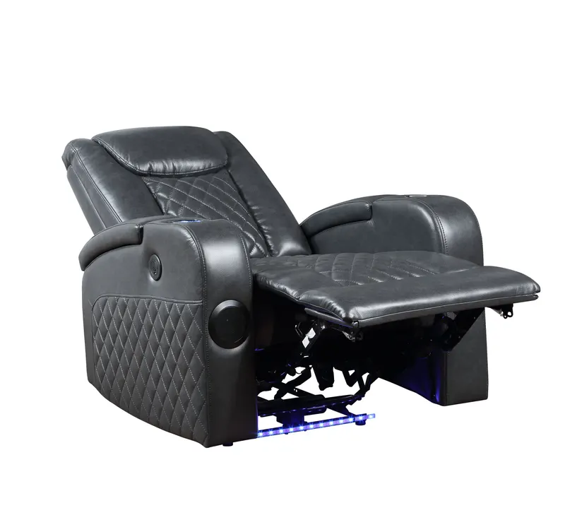 Alair Dark Gray Leather Aire Power Motion Recliner W Bluetooth — photo 2