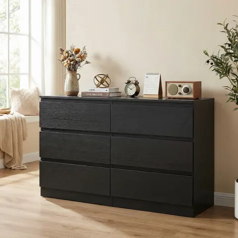 6 Drawer Black Dresser β Modern Bedroom Dresser with Spacious