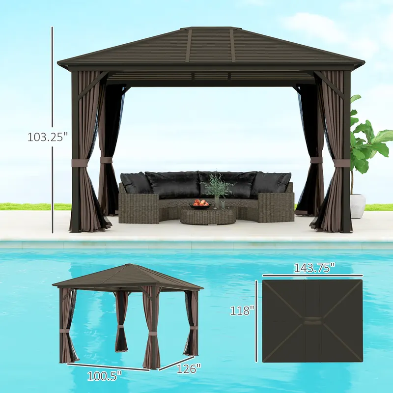 Hardtop Gazebo with Curtains and Netting β photo 5