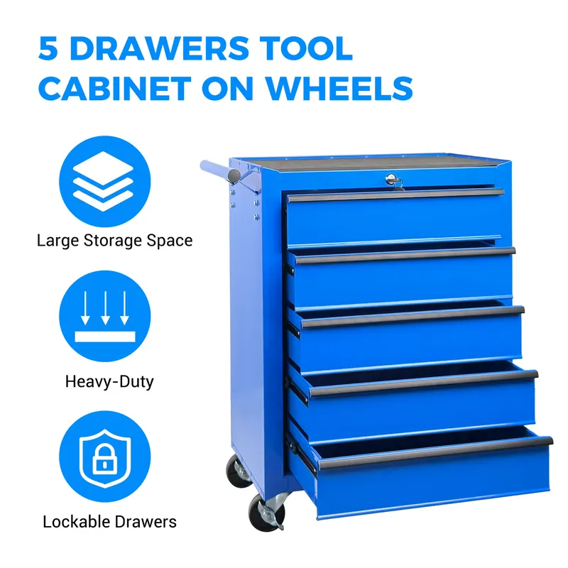 Rolling Metal Tool Chest with 5 Drawers — photo 4