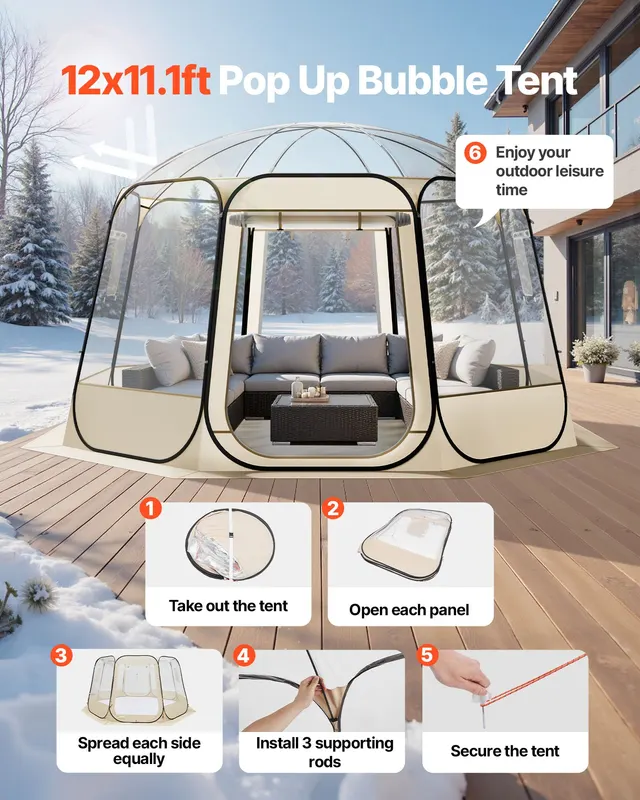 Pop Up Bubble Tent — 12 X 11.1 Ft Waterproof & UV-Resistant — photo 5