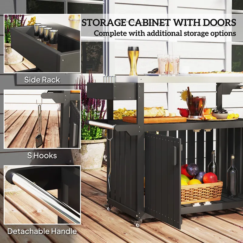 Outdoor Bar Cart with Storage — Stainless Steel Outdoor Bar — photo 8
