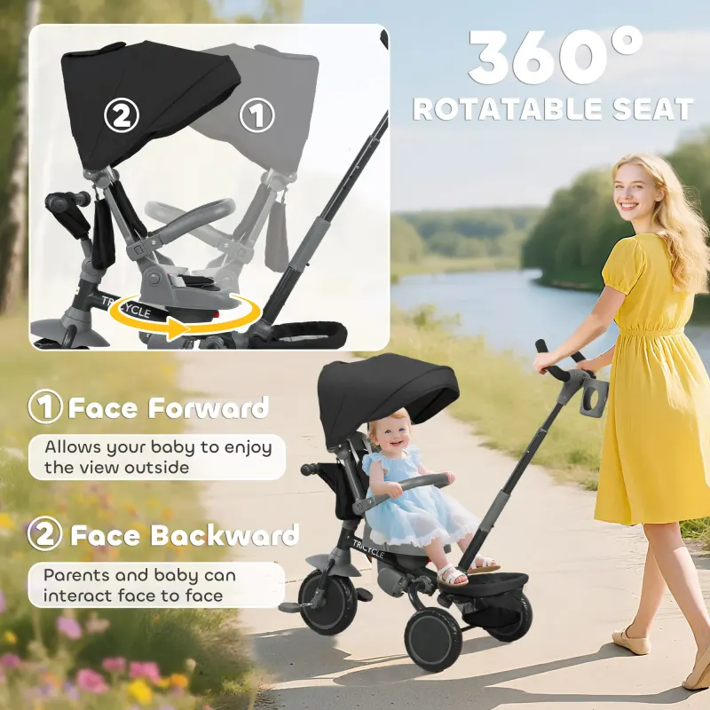 6 in 1 Toddler Tricycle for 1-5 Years Old with Push Handle — photo 7