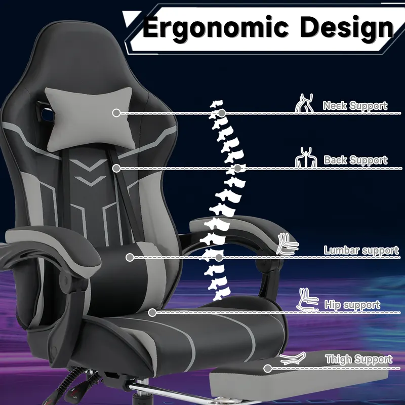 Gaming Chair — Computer Chair Ergonomic Chair with Footrest — photo 6