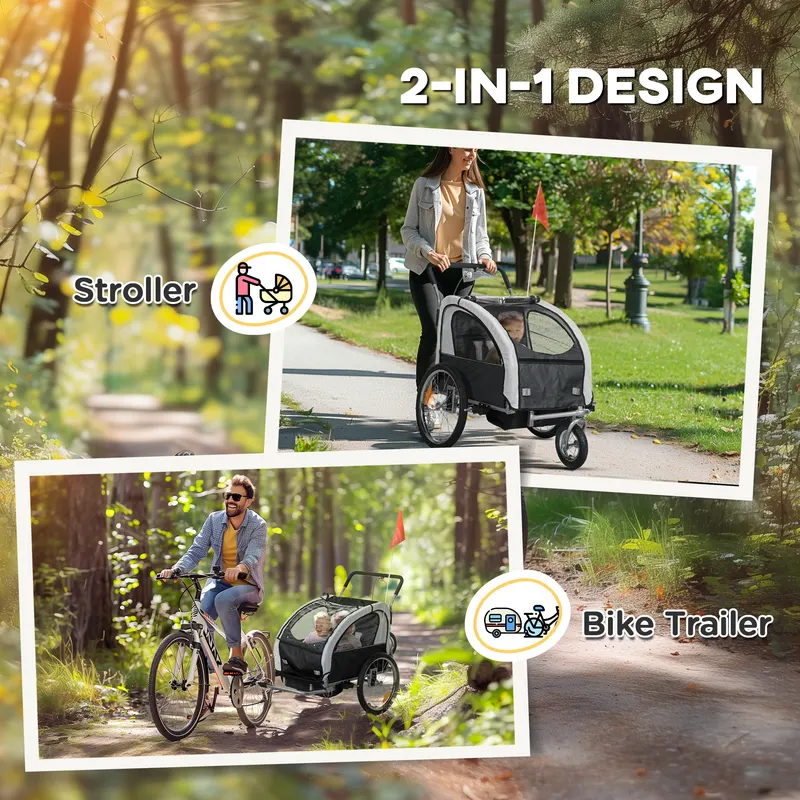 2-Seat Elite 360 Swivel Bike Trailer for Kids Bicycle Cargo — photo 5