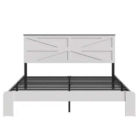 King Wood Platform Bed Frame with Headboard & Underbed Storage
