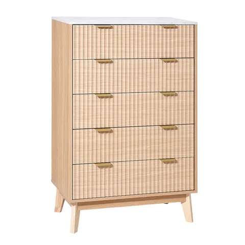 5 Fluted Drawer Dresser β Wooden Chest of Drawers with Sliding