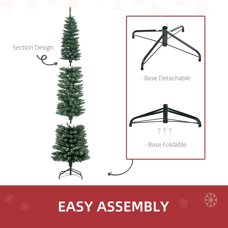 7.5FT Artificial Snow Dipped Christmas Tree Xmas Pencil Tree — photo 2