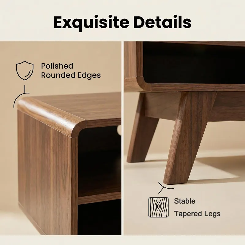 TV Stand with Storage — Entertainment Center with Slatted — photo 2