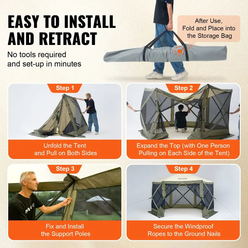 Pop Up Gazebo Tent — Pop-up Screen Tent 6 Sided Canopy Sun — photo 4