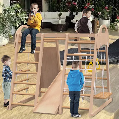 Indoor Playground 7-in-1 Jungle Gym Playset for Kids 2-6yrs