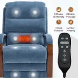 Power Blue Chenille Lift Recliner Chair Dual Motor Infinite — photo 6
