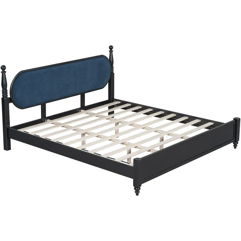 King Bed Frame β Solid Wood Platform with Slats β photo 3