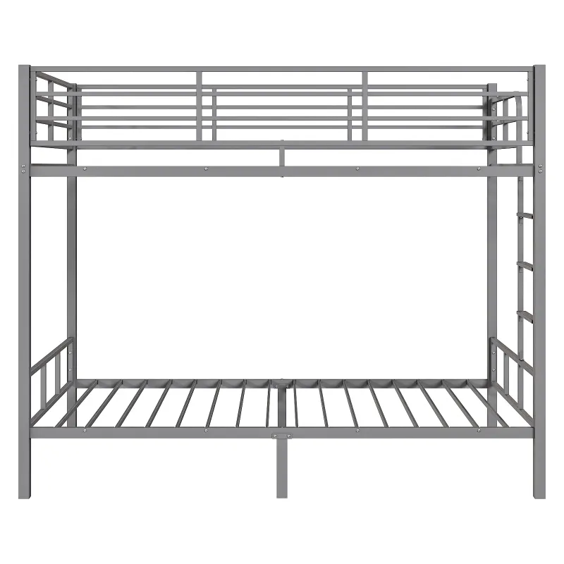 Grey Twin Bunk Bed Square Tube High Guardrail Side Ladder — photo 6