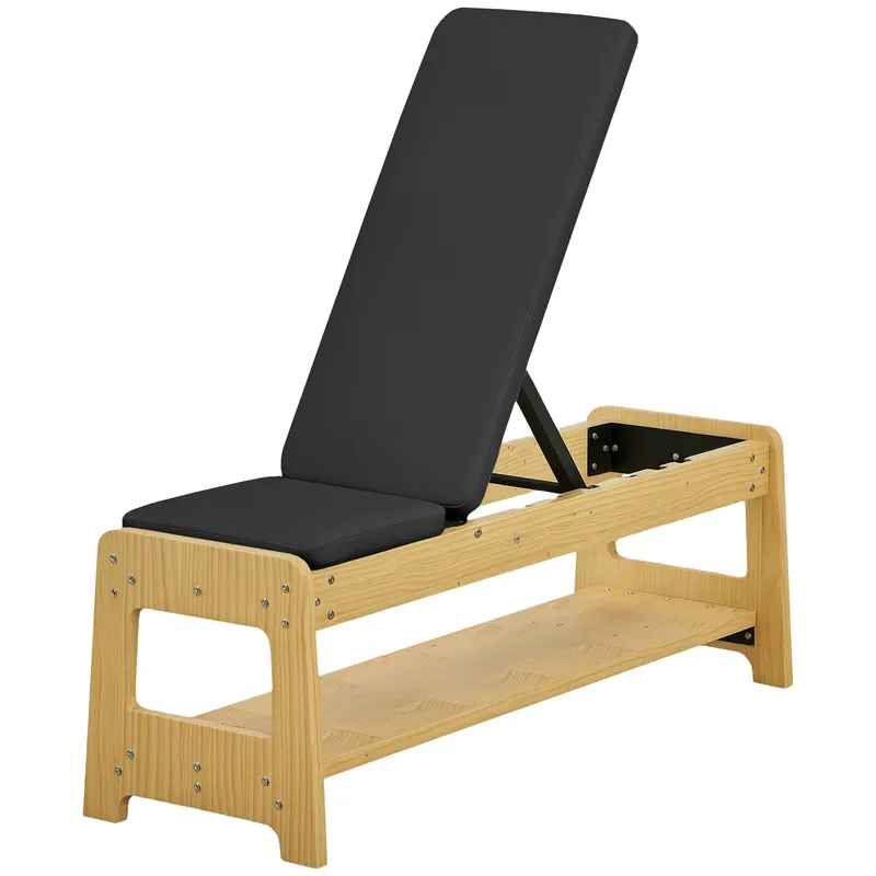 Wooden Adjustable Weight Bench with Dumbbell Rack