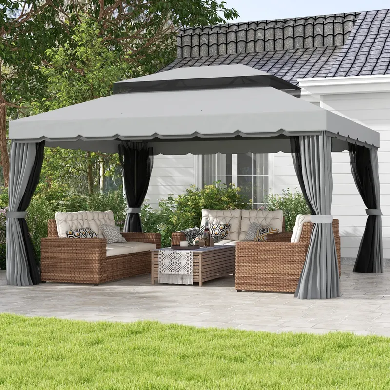 Patio Gazebo w/ Aluminum Frame Double Roof — photo 2