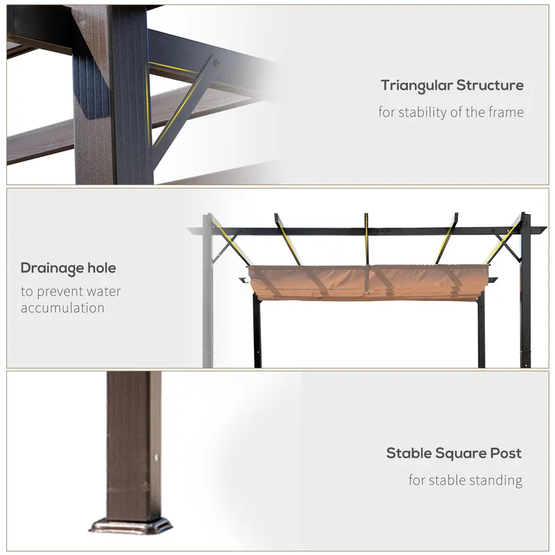 Outdoor Pergola Aluminum Gazebo w/ Retractable Canopy for Patio — photo 3